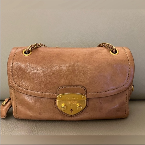 Prada Pink Calfskin Chain Flap Bag - Picture 1 of 9